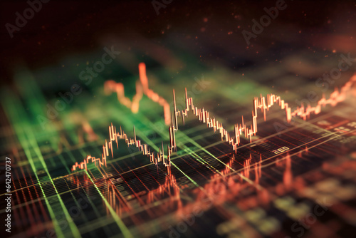 A stock chart of the market with numbers and bars