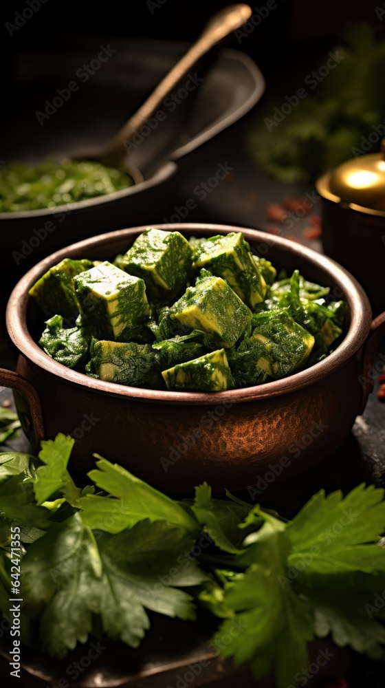 An Indian dish with plenty of flavour, saag paneer An Indian dish with plenty of flavour, saag paneer