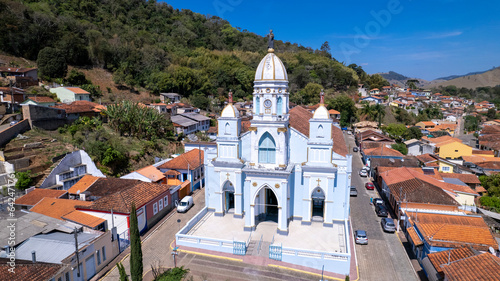 Igreja Matriz in Sao Bento do Sapucai, in the countryside of Sao Paulo. In Serra da Mantiqueira. Aerial view. photo