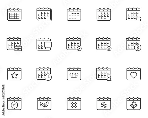 set of calendar icons, schedule, event