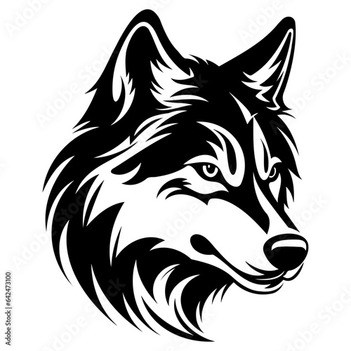 Wolf head silhouette, vector illustration of a wolf