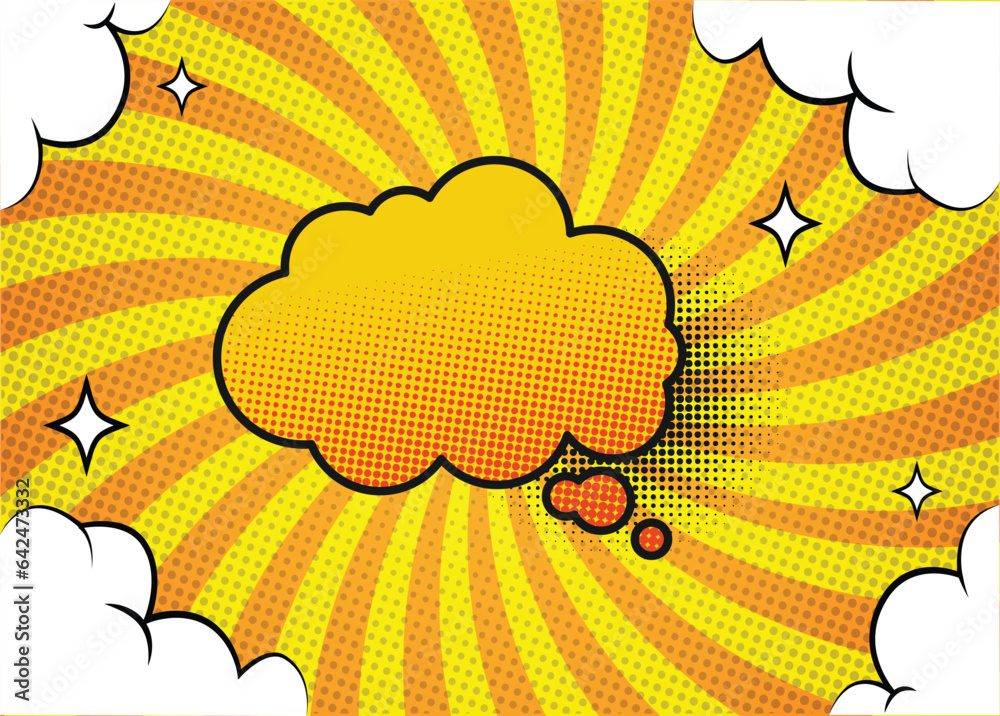 Comic background. Vector, pop art style. Pop art comic background with cloud and star. Cartoon Vector Illustration Comic background. Vector, pop art style. Pop art comic background with cloud and star. Cartoon Vector Illustration