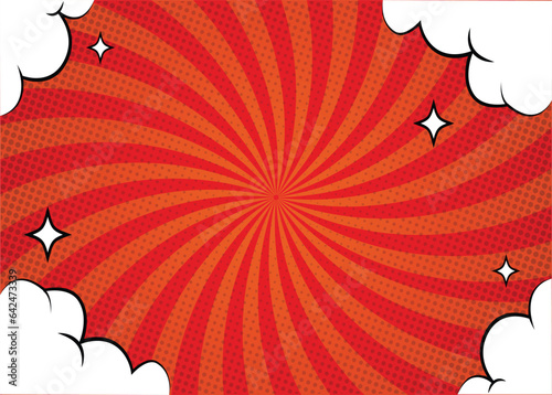 Comic  background. Vector, pop art style. Pop art comic background with cloud and star. Cartoon Vector Illustration