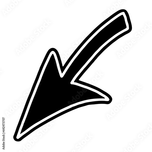 illustration of a black and white icon with arrow