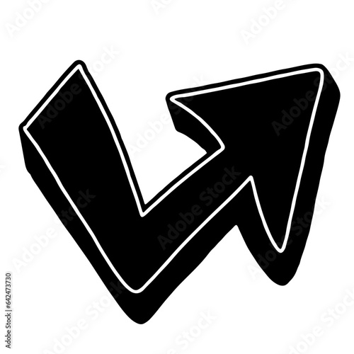 illustration of a black and white icon with arrow