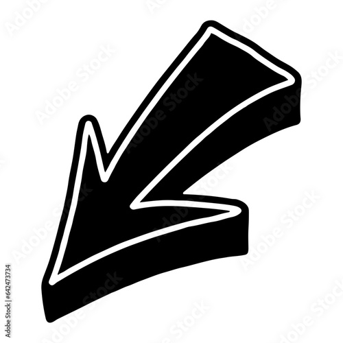 illustration of a black and white icon with arrow