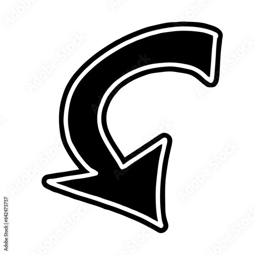illustration of a black and white icon with arrow