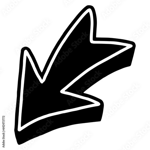 illustration of a black and white icon with arrow