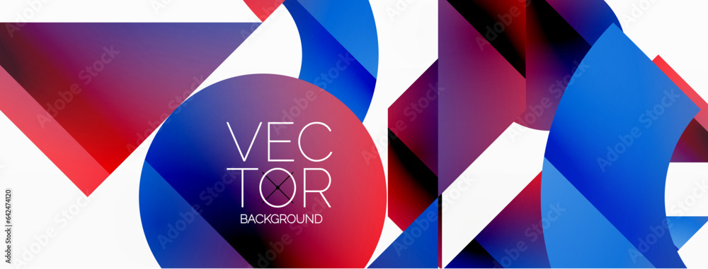 Dynamic abstract vector background. Harmonious fusion of circles, squares, and triangles. Geometric elements intertwine to create mesmerizing backdrop. Each shape contributes to kaleidoscope of forms Dynamic abstract vector background. Harmonious fusion of circles, squares, and triangles. Geometric elements intertwine to create mesmerizing backdrop. Each shape contributes to kaleidoscope of forms