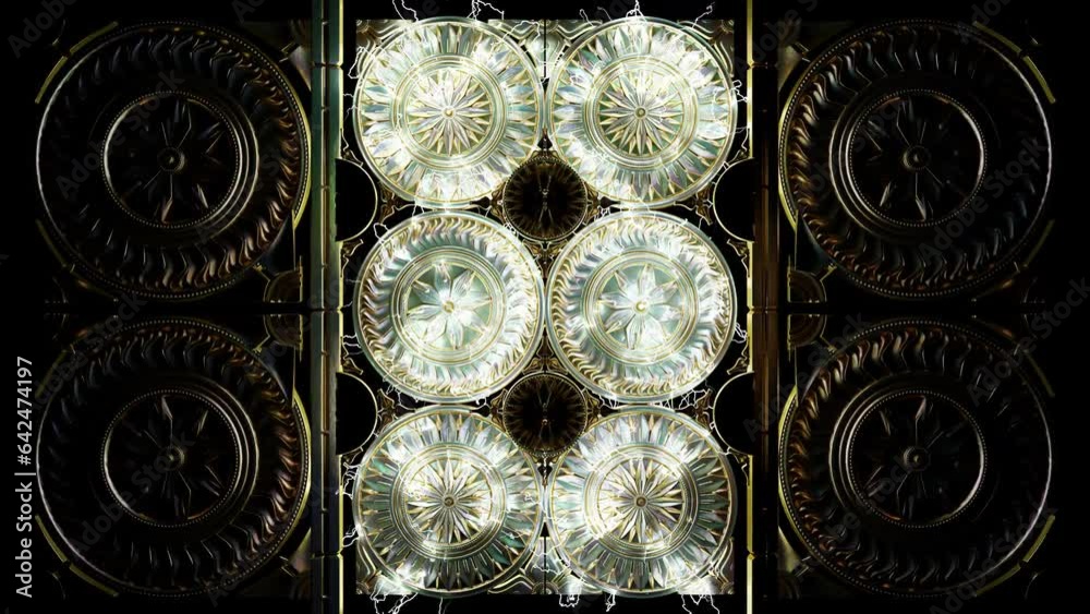 Majestic Mandala Wall as it radiates electrical currents from its center. With masterful CGI incorporations, this VJ seamless loop seamlessly looping for electrifying VJ events with high bpm videos