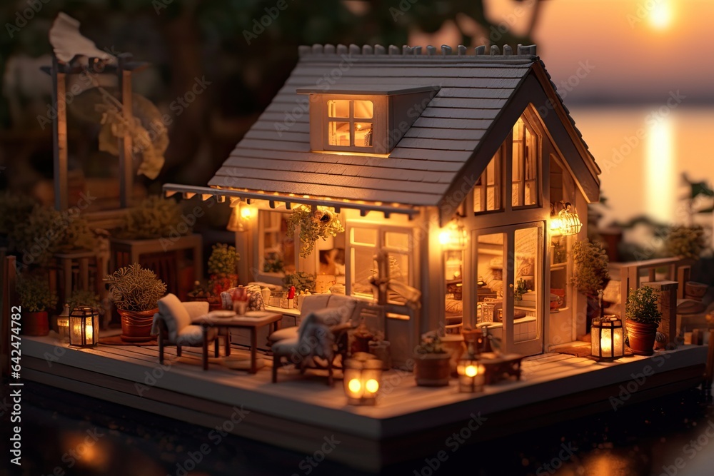 miniature house with beautiful place Generative Ai