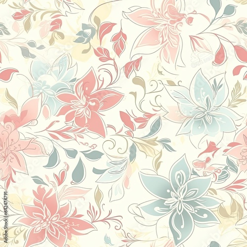 "Abstract Garden: AI-Generated Colorful Florals". Seamless Pattern.