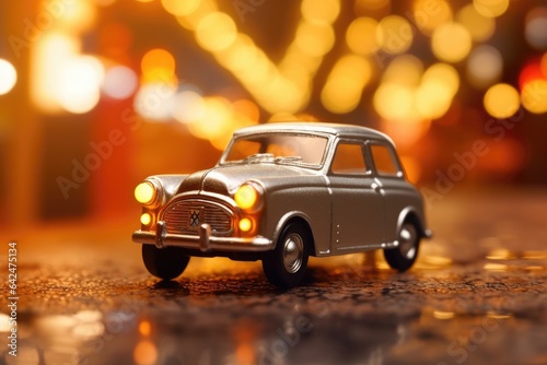miniature car in bokeh background Generative Ai