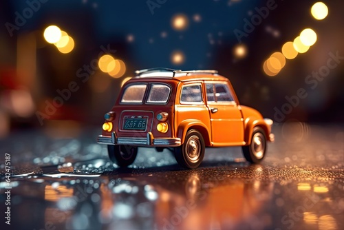 miniature car in bokeh background Generative Ai