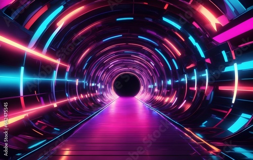 Abstract tunnel with neon light