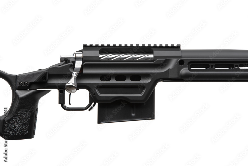 Modern bolt carbine isolated on white background. Weapons for sports, hunting and self-defense. Modern bolt carbine isolated on white background. Weapons for sports, hunting and self-defense.