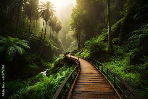 water in jungle generative by AI technology