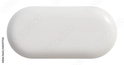 3D realistic white oval button