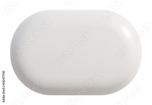 3D realistic white oval button illustration