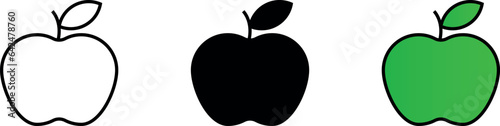Apple vector icon isolated lined coloured. Illustration vector