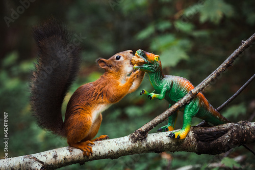 Squirrel and dinosaur © Azovsky