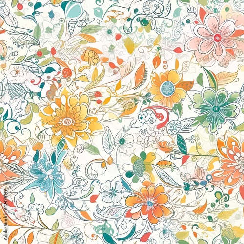 "Seamless Floral Harmony in Every Stitch". AI generated. Seamless pattern.