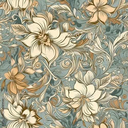 "Infinite Petals: Seamless Floral Beauty". Seamless pattern. ai generated.