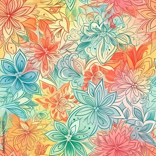  Endless Blooms  Seamless Colorful Florals . Seamless pattern. ai generated.