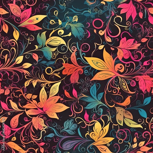 "Endless Blooms: Seamless Colorful Florals". Seamless pattern. ai generated.