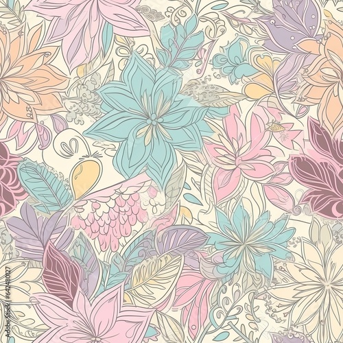 Wallpaper Mural "Seamless Floral Kaleidoscope of Hues". Seamless pattern. ai generated. Torontodigital.ca