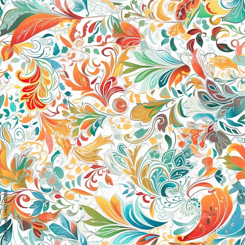 "Seamless Floral Kaleidoscope of Hues". Seamless pattern. ai generated.