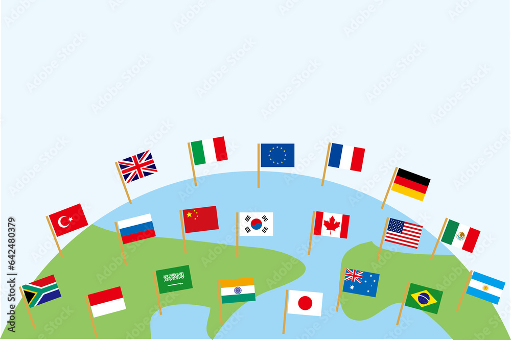 Fototapeta premium G20の国旗と地球の壁紙 