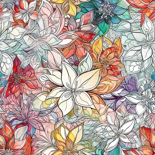 "Seamless Garden of Colors: Floral Patterns". Seamless pattern. ai generated.