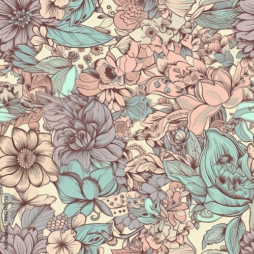  Colorful Petals Unite  Seamless Florals . Seamless pattern. ai generated.