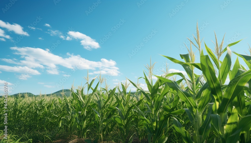 Cornfield on a sunny day under a blue sky. Cornfield on a sunny day under a blue sky.