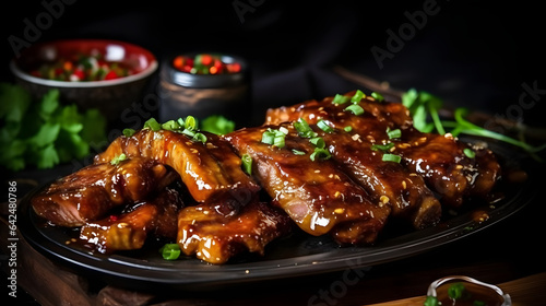 Sizzling barbecue ribs with a tangy and sticky glaz