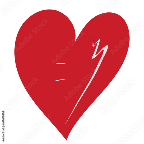 Cute hand drawn red heart and wings PNG illustration.