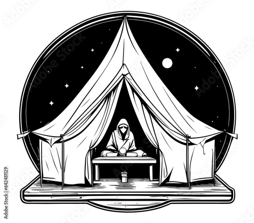 Fortune teller tent. Future prediction. Vector graphic illustration