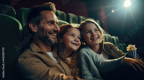 Family in a cinema watching a movie