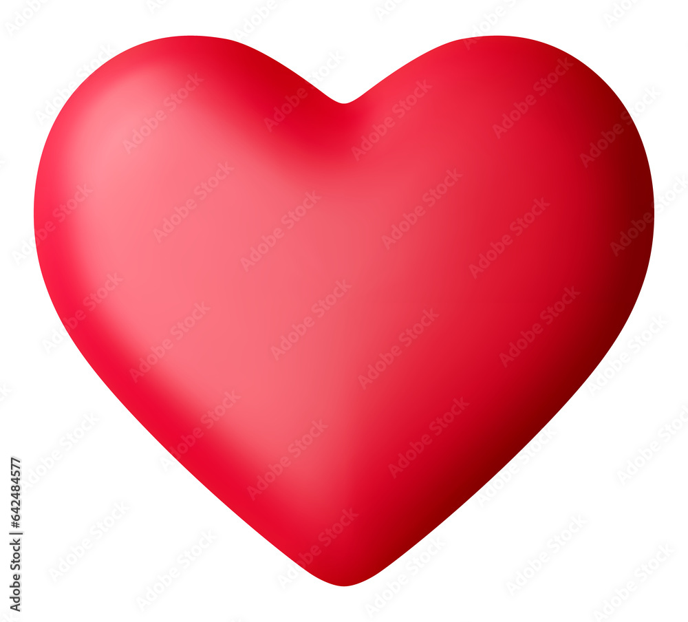 3D red heart illustration. Valentines Day symbol.