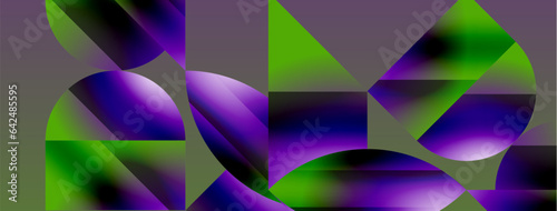 Serene gradient template. Circles and triangles mingle in minimalist perfection. Gentle fusion of forms and hues creates balanced yet captivating backdrop, embodying modern sophistication