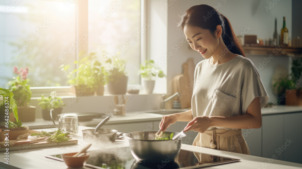Young woman cooking in the kitchen Young woman cooking in the kitchen