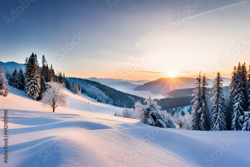 winter landscape with snow covered mountains © Kevin