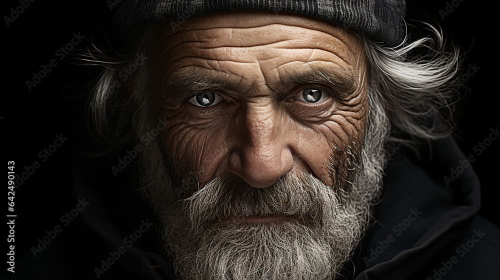powerful full face portrait of an elderly man powerful full face portrait of an elderly man