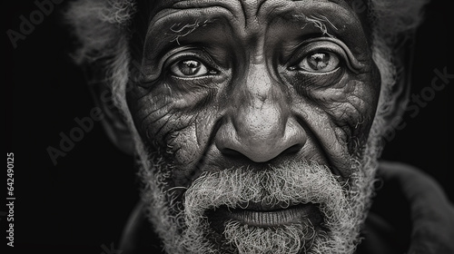 powerful full face portrait of an elderly man