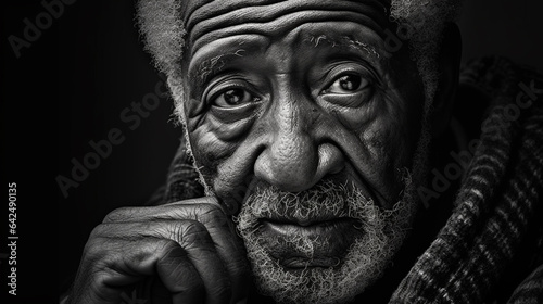 powerful full face portrait of an elderly man