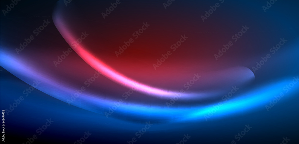 Dynamic waves in ethereal glow of neon lights. Concept merges fluidity of motion with vibrant allure of neon, crafting entrancing backdrop that embodies both vitality and futuristic sophistication Dynamic waves in ethereal glow of neon lights. Concept merges fluidity of motion with vibrant allure of neon, crafting entrancing backdrop that embodies both vitality and futuristic sophistication