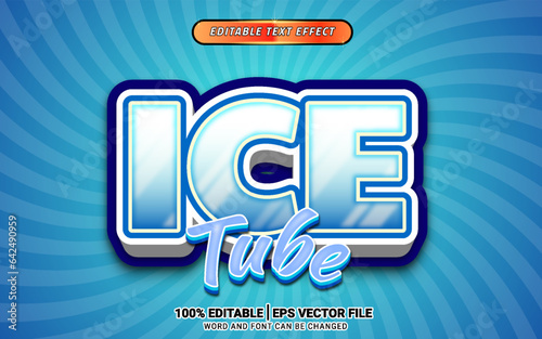 Ice winter cartoon 3d text effect template design