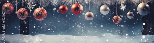 New Year s balls on a winter background