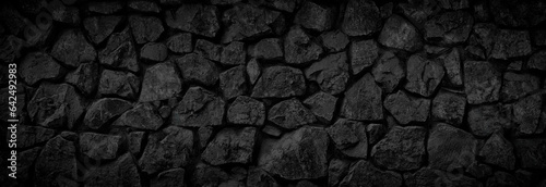 black texture panoramic background stone masonry